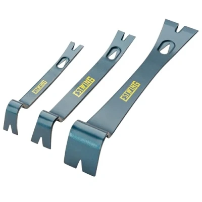 Image of ESTWING 3 Piece Pry Bar Set 5.5&quot;, 7.5&quot; &amp; 10&quot; Nail Pullers with Wide, Thin Blades Forged Steel Construction PB3PC, Blue