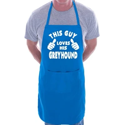Image of Print4U This Guy Loves His Greyhound BBQ Dog Cooking Funny Novelty Apron Blue