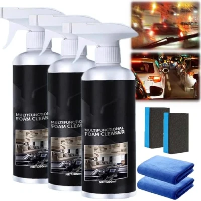 Image of Multifunctional Glass Oil Film Foam Remover, Car Cleaner, Windshield Stain Cleaner Spray,Glass Remover (3 Bottles)