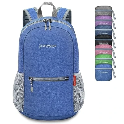Image of ZOMAKE 10L Small Foldable Backpack Lightweight Packable Daypack for Travelling Hiking,Mini Rucksack Kids Adult and Teenager(Dark Blue)