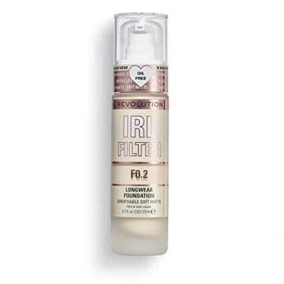 Image of Makeup Revolution IRL Filter, Longwear Foundation, Medium to Full Coverage, Matte Finish, 16 Hour Wear, F0.2, Fairest Skin Tones, 23ml