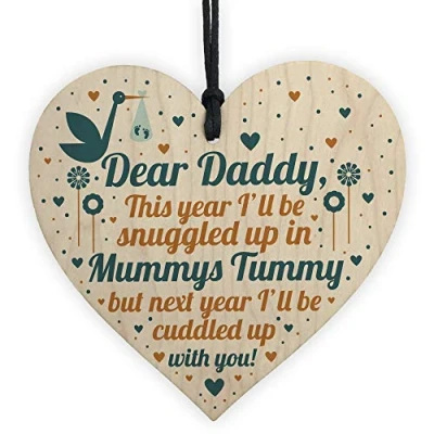 Image of RED OCEAN Daddy To Be Gifts From Bump Baby Shower Dad Birthday Gift Friend Wooden Heart