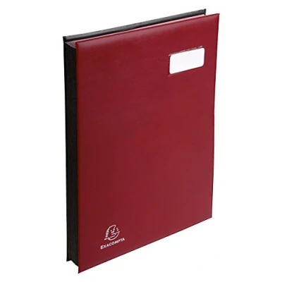 Image of Exacompta Ref 654779E Excellence Signature Book 240 x 320mm in Size, Suitable for A4 Documents, Expanding Spine, Polypropylene, 24 Compartments Burgundy