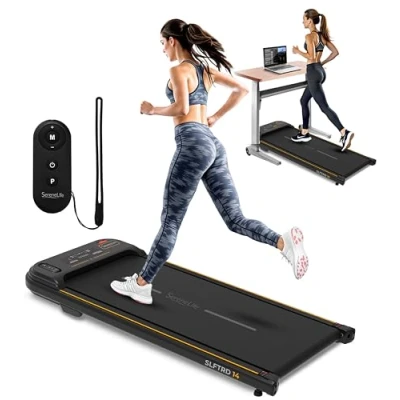 Image of SereneLife Walking Pad Treadmill, Portable Treadmills for Home Foldable, Compact Slim Pad, Under Desk Treadmill machine Running &amp; w/Remote Control, Adjustable Speed, Easy Storage