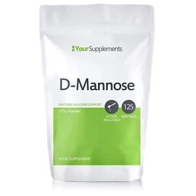 Image of Your Supplements D Mannose Pure Powder 125g Natural &amp; Non GMO Vegetarian Vegan Friendly Scoop Included