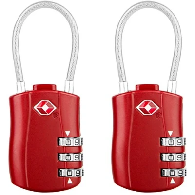 Image of Diyife TSA Luggage Locks, [Newest Version][2 Packs] 3 Digit Security Padlock, Combination Padlocks, Code Lock for Travel Suitcases Bag Case etc. Red