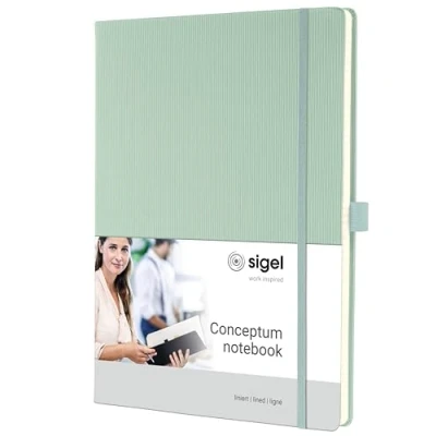 Image of SIGEL CO681 Conceptum Notebook, lined, approx. A4, Green, hardcover, 194 pages
