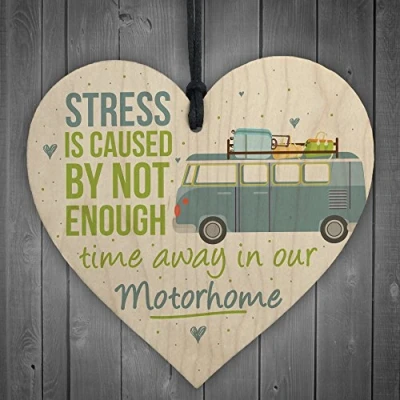 Image of RED OCEAN Motorhome Caravan Campervan Novelty Wooden Heart Plaque Camping Holiday Chic Sign Friendship Gift