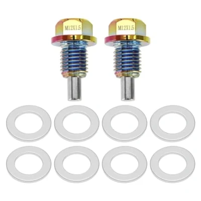 Image of Be In Your Mind 2PCS M12 x 1.5 Oil Drain Plug Multicolored Aluminum Magnetic Sump Nut Bolt with Screw Gasket Compatible BMW