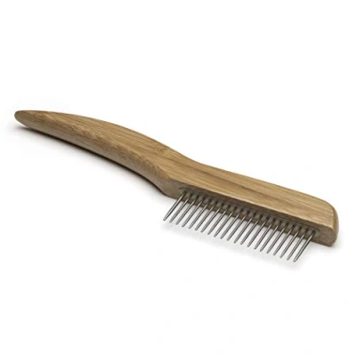 Image of Mikki Bamboo Anti Tangle Comb for Dog, Cat, Puppy, Wider Teeth Long Thick Hair Coats, Removes Knots, Matts, Tangles, Handmade from Natural Bamboo,Brown