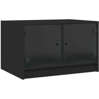Image of vidaXL Coffee Table with Glass Doors Black 68x50x42 cm