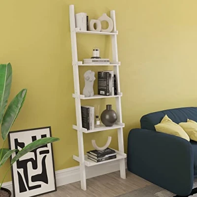 Image of Amazon Brand Movian York 5 Tier Ladder Bookcase, 56 x 32.5 189 cm, White
