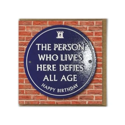 Image of Brainbox Candy Funny Birthday Card &#039;Defies Age&#039; Quality Embossed Cheeky Humour For Him Her Men Women Friends