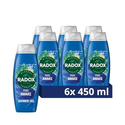 Image of Radox mineral Therapy Feel Awake 2 in 1 Body Wash &amp; Shampoo Shower Gel with a sea fennel fragrance for refreshing experience 6x 450 ml