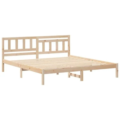 Image of with Headboard Brown 200 x cm Solid pine wood vidaXL