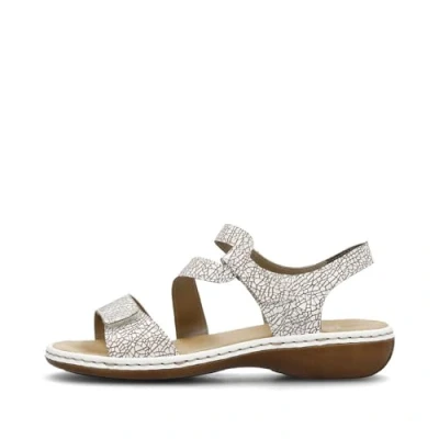 Image of Rieker Women&#039;s Damen 659c7 Sandalen Sandal (White Crinkle, UK Footwear Size System, Adult, Women, Numeric, Medium, 4)