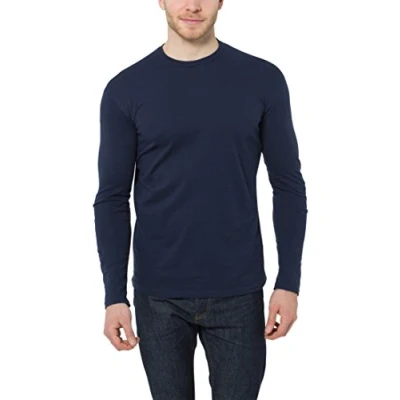 Image of Lower East Men&#039;s Multipack of 5: Round Neck Long sleeved Shirt from 100% Cotton, Dark Blue (Pack 5), 2XL