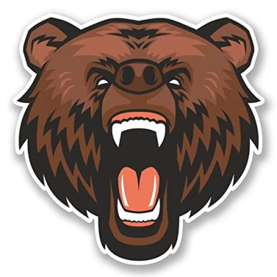 Image of 2 x Angry Brown Bear Vinyl Sticker Decal iPad Laptop Car Bike Quad Helmet #4783 (10cm 10cm)