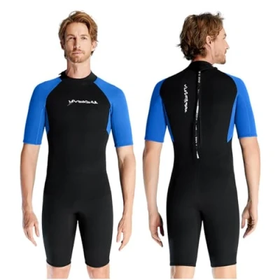 Image of VLOBAOM Men Wetsuit Shorty 1.5mm Neoprene Short Sleeve Diving Suit for Women Surfing Swimming Snorkeling,XL,Men Black