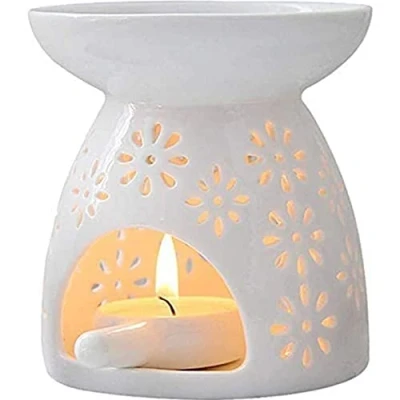 Image of Wax Melt burner Ceramic Oil Burners Assorted Warmer Aromatherapy Holder Candle Scented Diffuser Home Bedroom Decor Flower Pattern