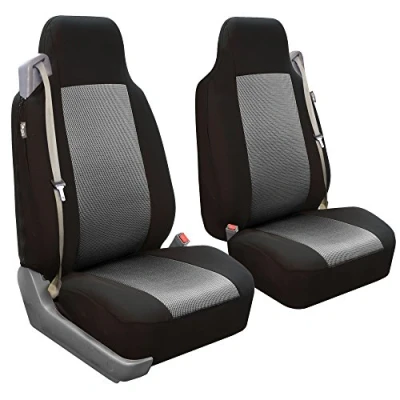 Image of FH Group Front Set Cloth Car Seat Covers Bucket Seats 1 Piece Cover, Universal Fit, Washable Cover for SUV, Sedan, Van Gray