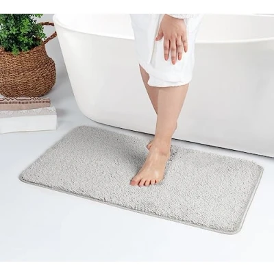 Image of Livabliss Bathroom Mat Washable Non Slip Bath Mats for Floor 50x80 cm, Absorbent Quick Dry Easy Care Bathmat, Rug, Shower Outside Carpet, Grey