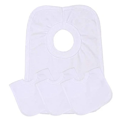 Image of BabyPrem Baby 4 Pack 100% Cotton Round Neck Popover The Head Bib One Size White
