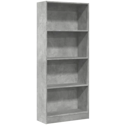 Image of vidaXL Concrete Grey Bookcase/Bibliothèque 60x24x143 cm Engineered Wood Modern Bookshelf Office/Bedroom/Living Room Storage Shelf