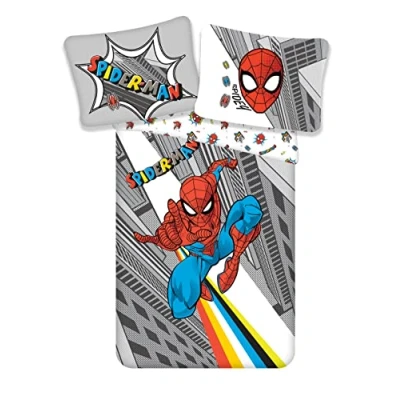 Image of Jerry Fabrics Marvel Spiderman 2 Piece Bed Linen Set Size: 140 x 200 cm, 70 90 100% Cotton, Multi Coloured