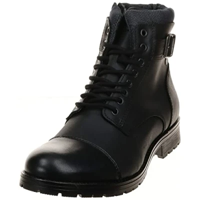 Image of Jack &amp; Jones Jfwalbany Laceup ankle boots, Men&#039;s, Size: 6, Anthracite Leather and textile