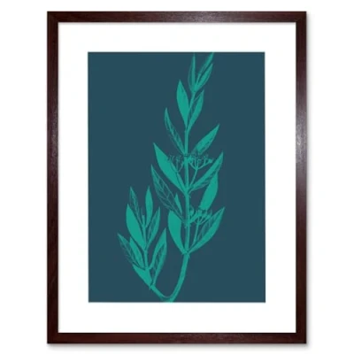 Image of Wee Blue Coo Navy And Teal Star Flowers Artwork Framed Wall Art Print 12X16 Inch