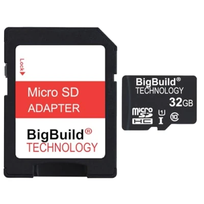 Image of BigBuild Technology 32GB Ultra Fast MicroSD Memory Card For Blackvue DR600GW Camcorder, SD Adapter included