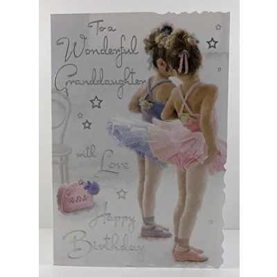 Image of Granddaughter Birthday Card (JJ V501) Ballet Velvet Range Embossed, Foil and Flitter Finish