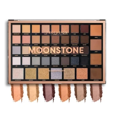 Image of Profusion Cosmetics Moonstone 42 Shade Palette Matte Satin Shimmer Metallic Nude Smoky Eyeshadow Pallete Beauty Highly Pigment Powder Long Lasting Blendable