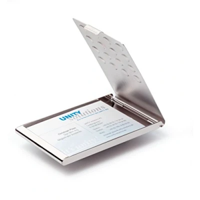 Image of Durable 244023 Chrome Plated Business Card Holder for 15 Cards Silver
