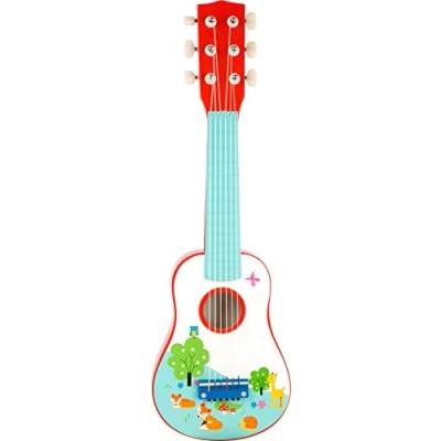 Image of small foot 10725 childrens wooden guitar, the first musical toy, promotes skills, from 3 years of age
