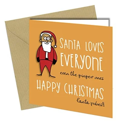 Image of #756 CHRISTMAS CARD GREETING GINGER Fanta Pubes Rude Funny Joke Humour Cheeky 6x6&quot; Inch (150 x 150mm Folded)