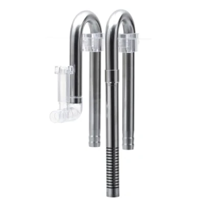 Image of MiOYOOW Aquarium Filtrate Tube, Stainless Steel Inflow &amp; Outflow Lily Pipe Double Pagoda Fitting Water with Split Fixed Bracket for Planted Tank 12/16 Mm