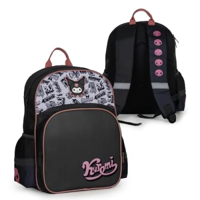 Image of Blue Sky Studios Hello Kitty Backpack, Cute Rucksack for Kids and Teens, Kawaii Primary Secondary School Supplies (Kuromi)