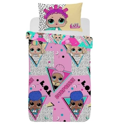 Image of Charlotte Andersen L0L Single Duvet Cover Set Officially Licensed Kids Bedding Reversible Soft Polycotton Quilt with Pillowcase For Girls Bedroom 135x200 cm