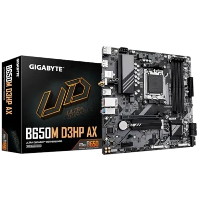 Image of Gigabyte B650M D3HP AX Motherboard Supports AMD AM5 CPUs, 5+2+2 Phases Digital VRM, up to 7600MHz DDR5 (OC), 2xPCIe 4.0 M.2, Wi Fi 6E, 2.5GbE LAN, USB 3.2 Gen 1
