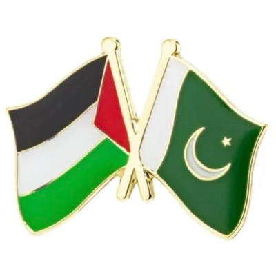 Image of Palestine &amp; Pakistan Friendship National Flag Metal Enamel Pin Badge Lapel