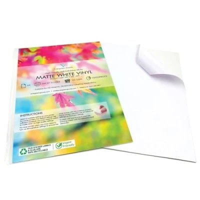 Image of Evergreen Goods™ 30 Sheets Premium Waterproof A4 Vinyl Matte White Self Adhesive Quality PVC Sticker Inkjet Laser Printable Compatible with Cutting Machines (Cricut &amp; Silhouette)