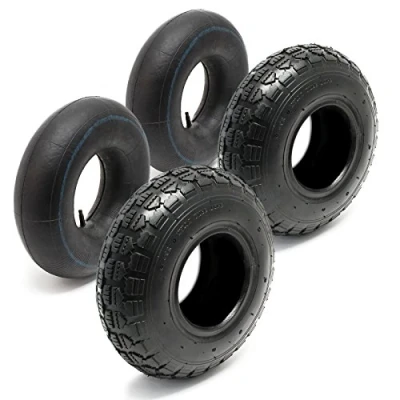 Image of Lawn Mower Tyre Set 2 Tyres with Inner Tubes Straight Valves 11x4.00 4 4PR