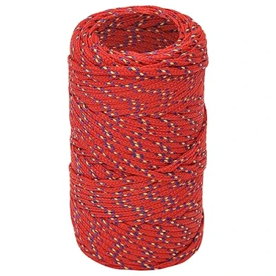 Image of vidaXL Boat Rope Red 2mm x 25m Durable Polypropylene Anchor Line for Sailing/Boating/Yachting, Weather Resistant Ship Braided Cord, Versatile Rigging &amp; Dock