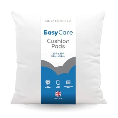 Image of Linens Limited Cushion Insert 50cm x 50cm, Soft and Plump, Non Allergenic Sofa Pad, Easy to Clean, Square Inner, Perfectly Fits Covers (White)