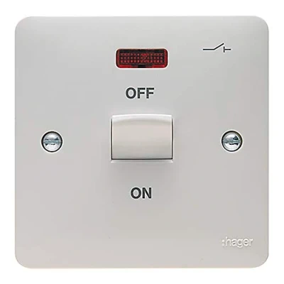 Image of Hager 50A Double Pole Switch 1 Gang with LED Indicator
