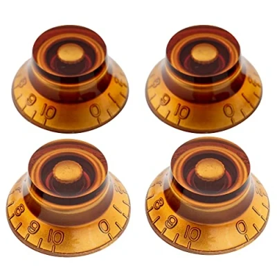 Image of Musiclily Pro Metric Size Bell Top Hat Knobs for Epiphone Les Paul Electric Guirar, Amber (Set of 4)