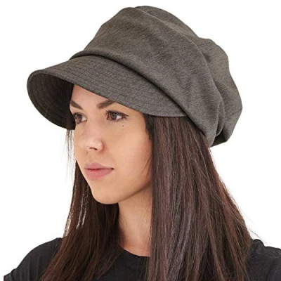 Image of Womens Winter Newsboy Slouchy Hat Mens Flat Cap Organic Cotton Hipster Visor Brown