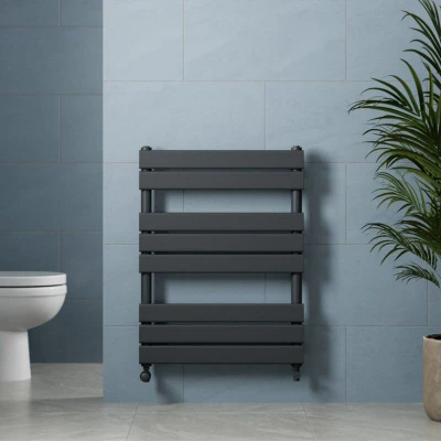 Image of DuraTherm Flat Panel Heated Towel Radiator Anthracite 800 x 600mm